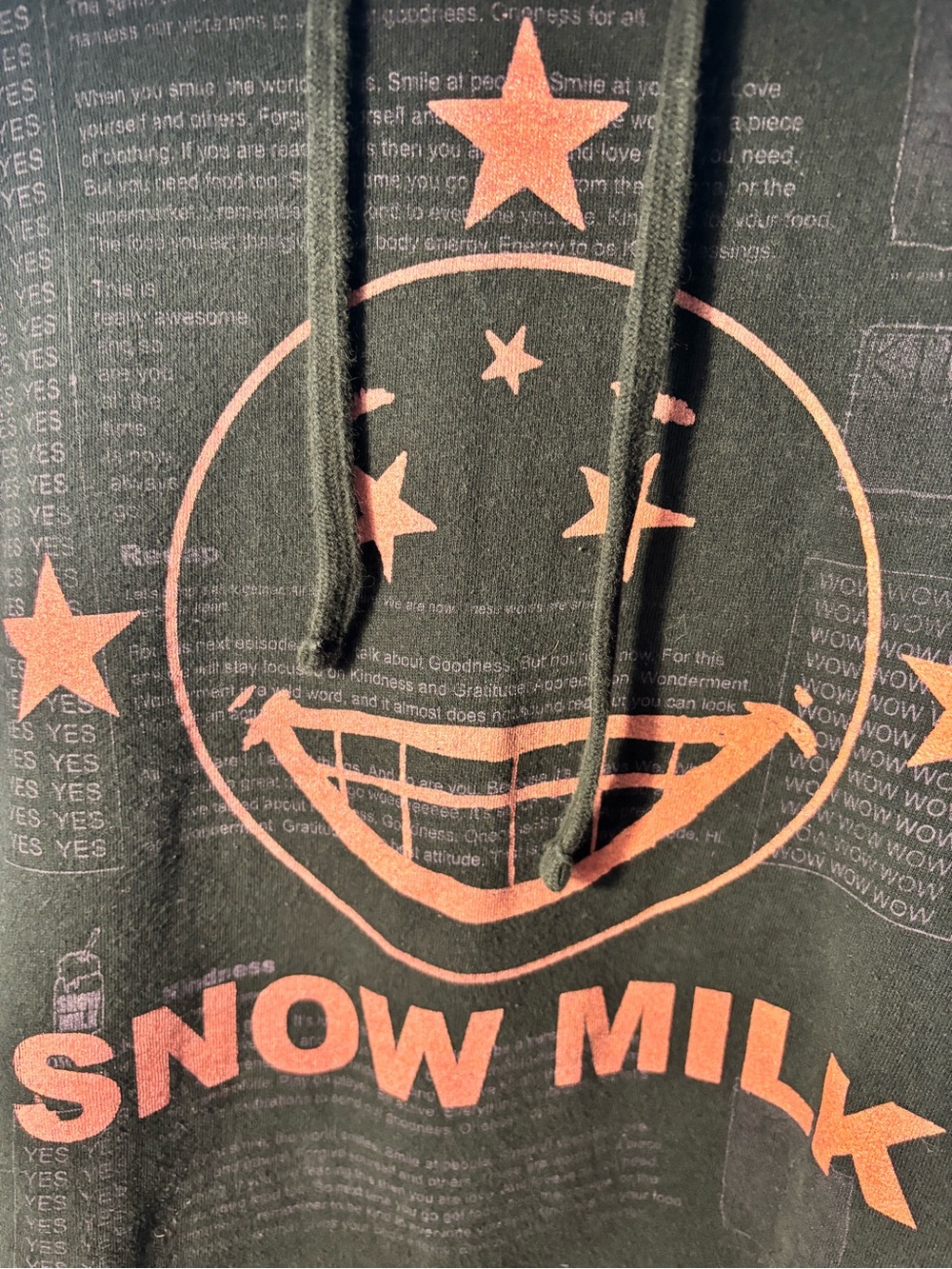 Snow Milk Graphic Hoodie in Black and Orange